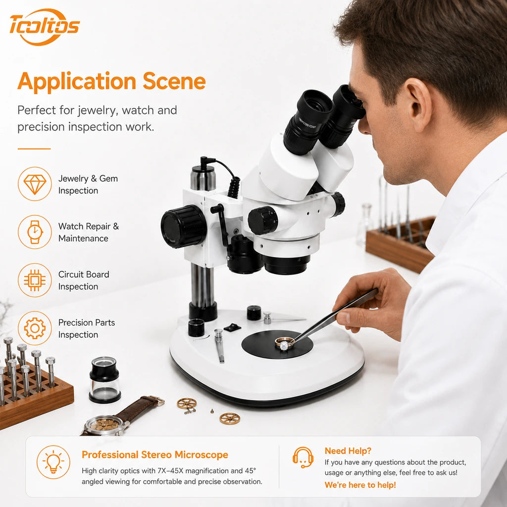 Tooltos HH-MS06A stereo microscope jewelry inspection application scene