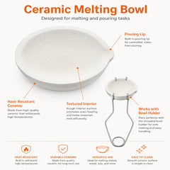 Tooltos Ceramic Melting Bowl with Pouring Lip and Detachable Holder for Jewelry Melting