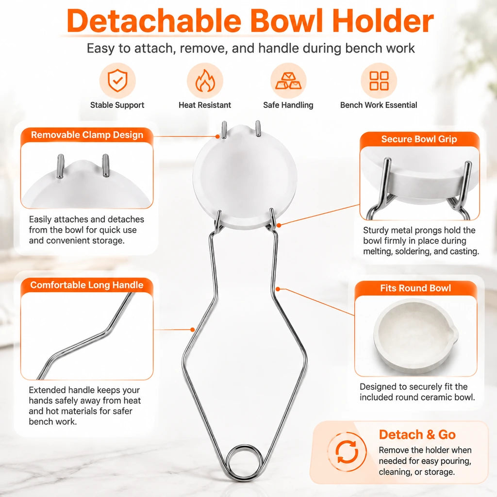 Tooltos Detachable Melting Bowl Holder Features for Jewelry Bench Work