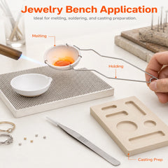 Tooltos Jewelry Bench Application Melting Bowl with Torch Wire Holder Honeycomb Board and Ingot Mold Casting Preparation