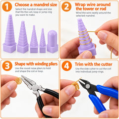 Using the jewelry wire forming kit to wind and shape wire into coils and loops