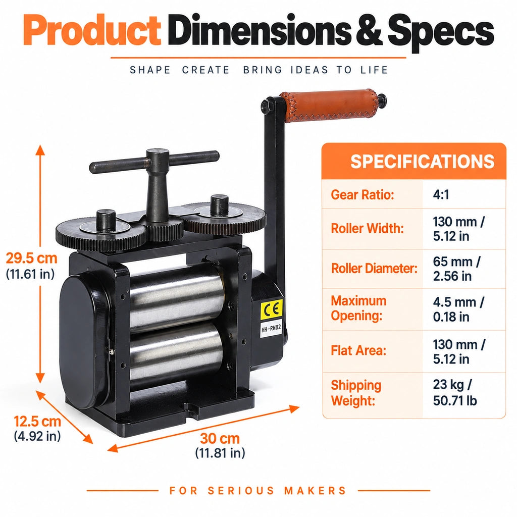 Tooltos 130mm rolling mill product dimensions and specifications black finish