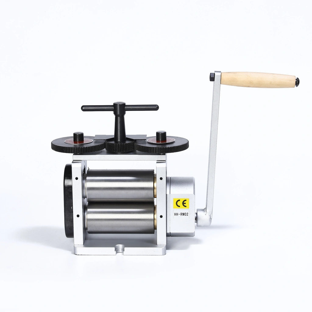 Tooltos 130mm manual jewelry rolling mill silver finish front view