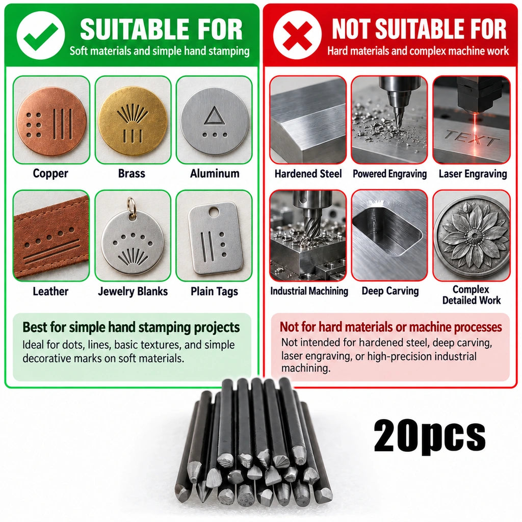 Metal stamping punches for copper brass aluminum leather and soft metal blanks