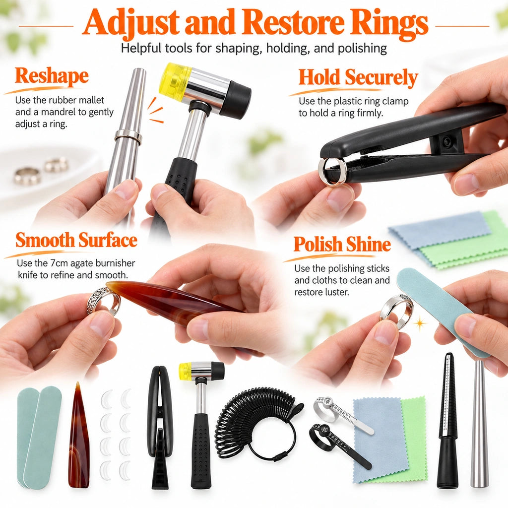 Jewelry ring adjustment tools used for reshaping and restoring a ring