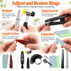 Jewelry ring adjustment tools used for reshaping and restoring a ring