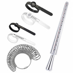 ring sizing and measuring tool set with black and white finger sizers alloy ring mandrel and ring sizer set