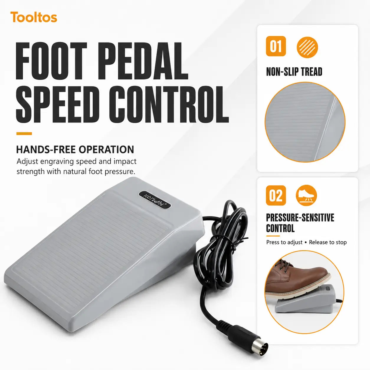 Tooltos 100W Pneumatic Jewelry Engraving Machine with Built-In Air Supply and Foot Pedal