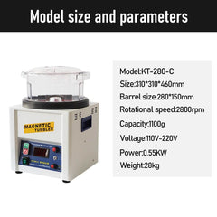 Tooltos Jewelry Tool KT-280C Magnetic Tumbler Polishing Machines