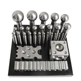 Tooltos Jewelry Tool Steel Dapping Set - 29 Punches and Block