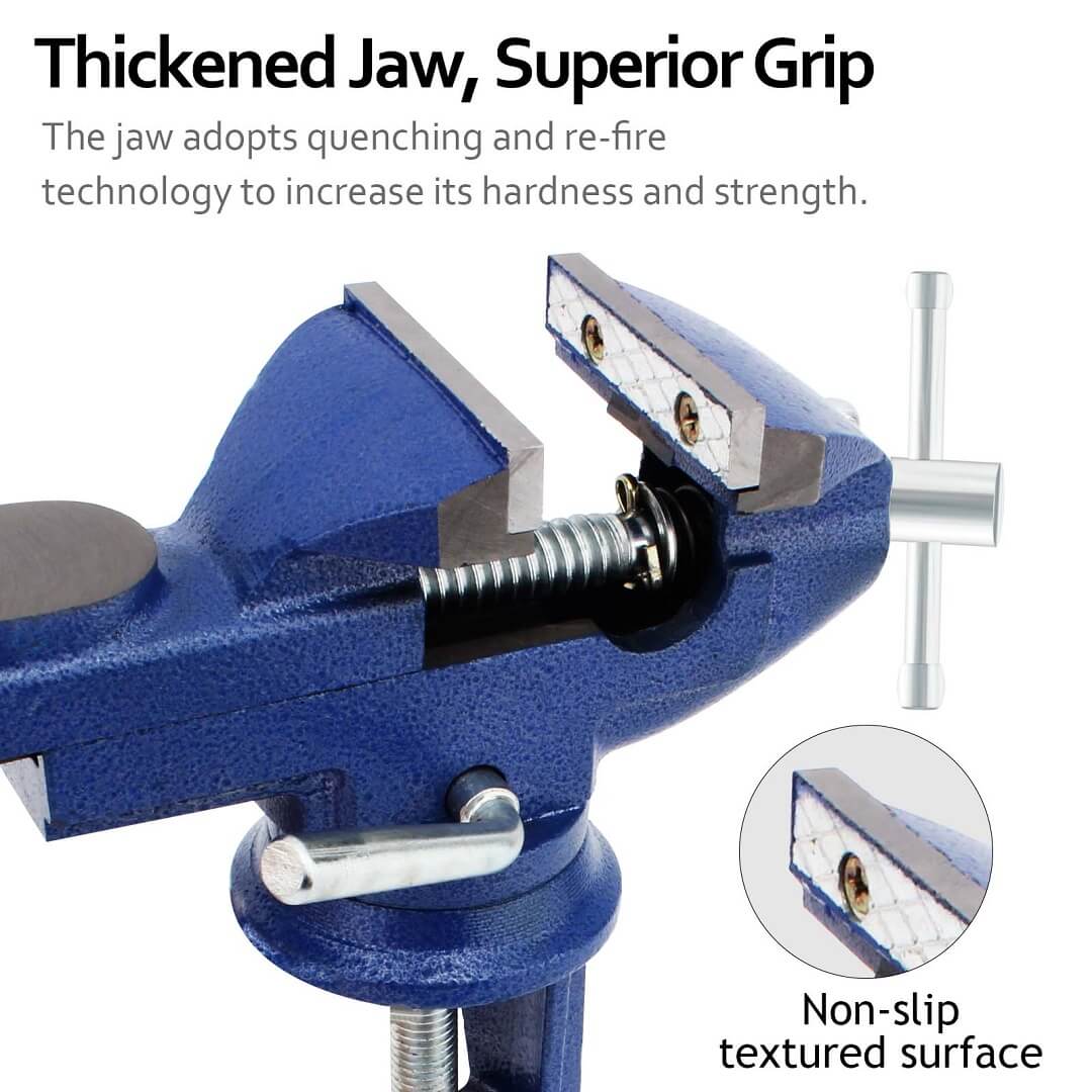 Bench Viuce Universal Bench Vise | 360° Swivel 60mm Jaw 300kg Cast Steel Clamp ...