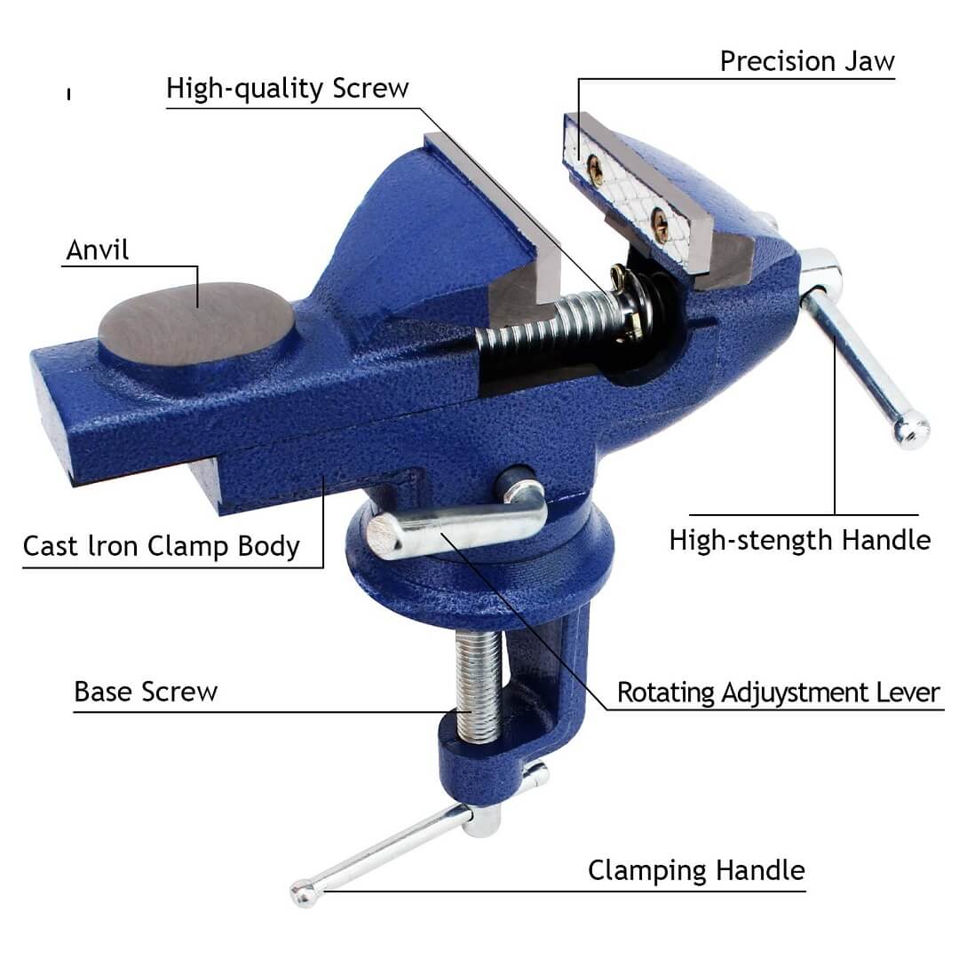 Bench Viuce Universal Bench Vise | 360° Swivel 60mm Jaw 300kg Cast Steel Clamp ...