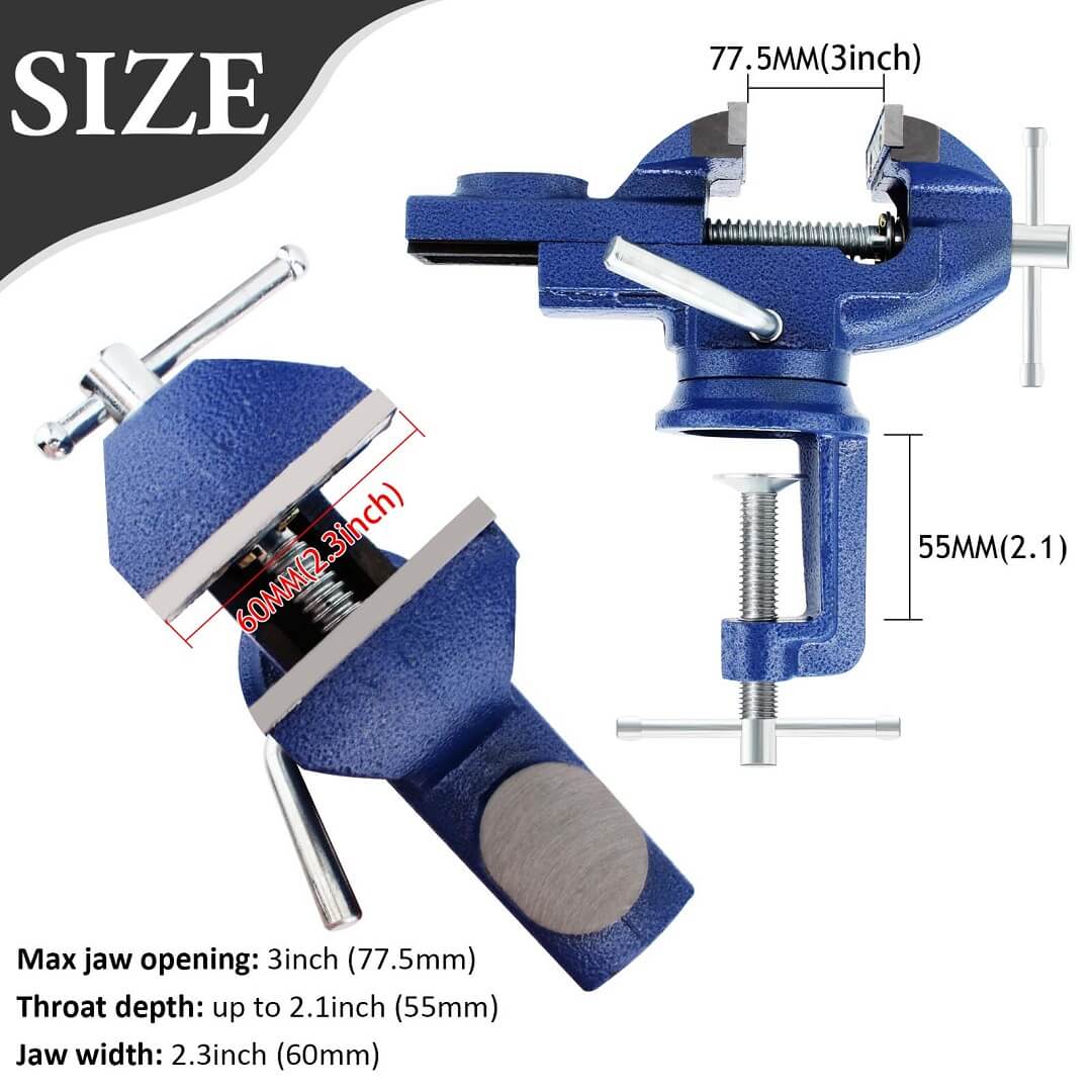 Bench Viuce Universal Bench Vise | 360° Swivel 60mm Jaw 300kg Cast Steel Clamp ...