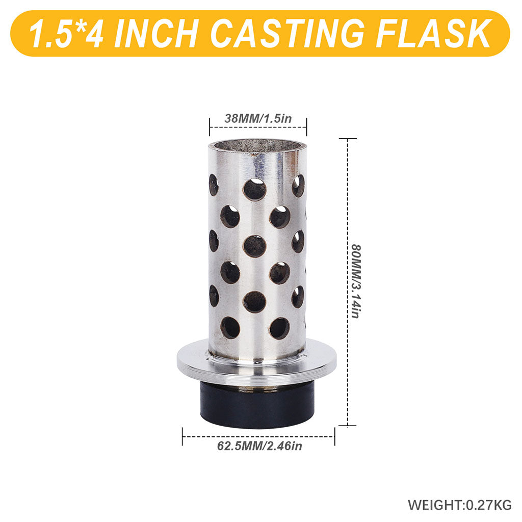 Tooltos Jewelry Tools 1.5 x 4 inch Tooltos 1.5 inch Perforated Stainless Steel Casting Flask Wall Flanged Vacuum Casting Plaster Mold