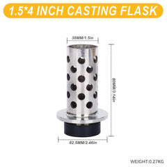 Tooltos Jewelry Tools 1.5 x 4 inch Tooltos 1.5 inch Perforated Stainless Steel Casting Flask Wall Flanged Vacuum Casting Plaster Mold