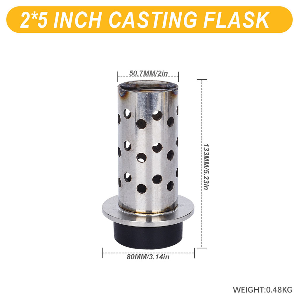 Tooltos Jewelry Tools 2 x 5 inch Tooltos 2 inch Perforated Stainless Steel Casting Flask Wall Flanged Vacuum Casting Plaster Mold