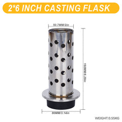 Tooltos Jewelry Tools 2 x 6 inch Tooltos 2 inch Perforated Stainless Steel Casting Flask Wall Flanged Vacuum Casting Plaster Mold