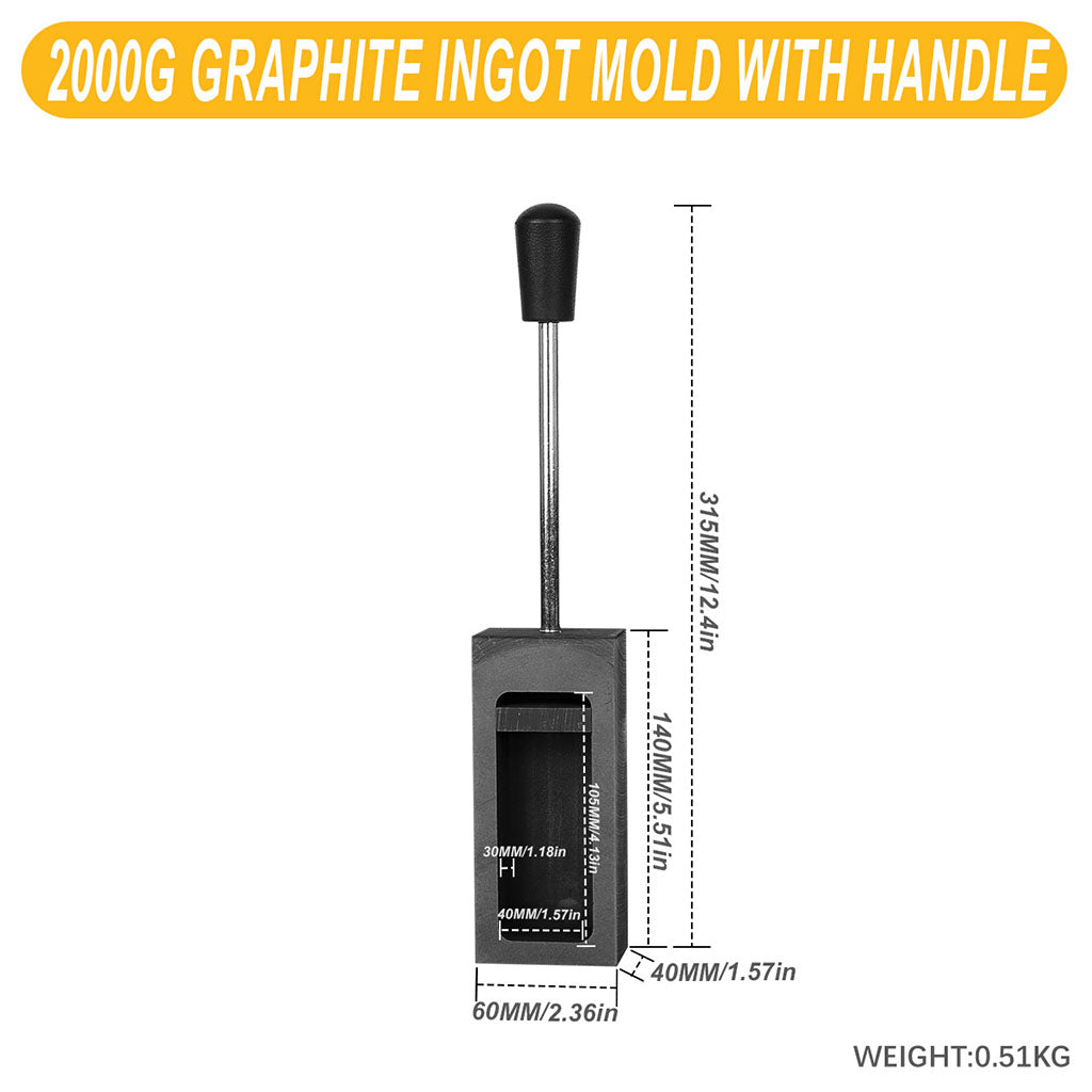 Tooltos Jewelry Tools 2000 g Tooltos Graphite Ingot Molds With Handle for Gold Silver Metal Melting and Casting Accessories