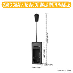 Tooltos Jewelry Tools 2000 g Tooltos Graphite Ingot Molds With Handle for Gold Silver Metal Melting and Casting Accessories