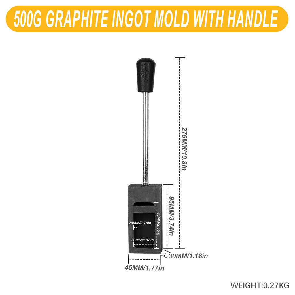 Tooltos Jewelry Tools 500 g Tooltos Graphite Ingot Molds With Handle for Gold Silver Metal Melting and Casting Accessories