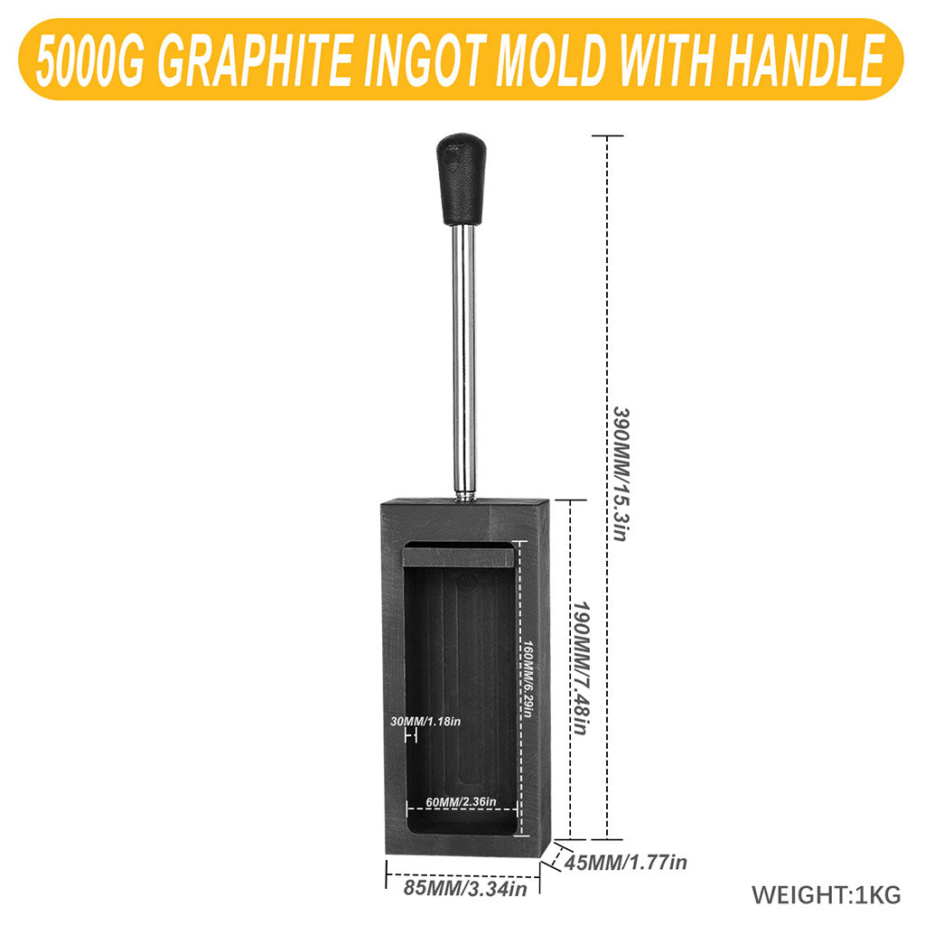 Tooltos Jewelry Tools 5000 g Tooltos Graphite Ingot Molds With Handle for Gold Silver Metal Melting and Casting Accessories