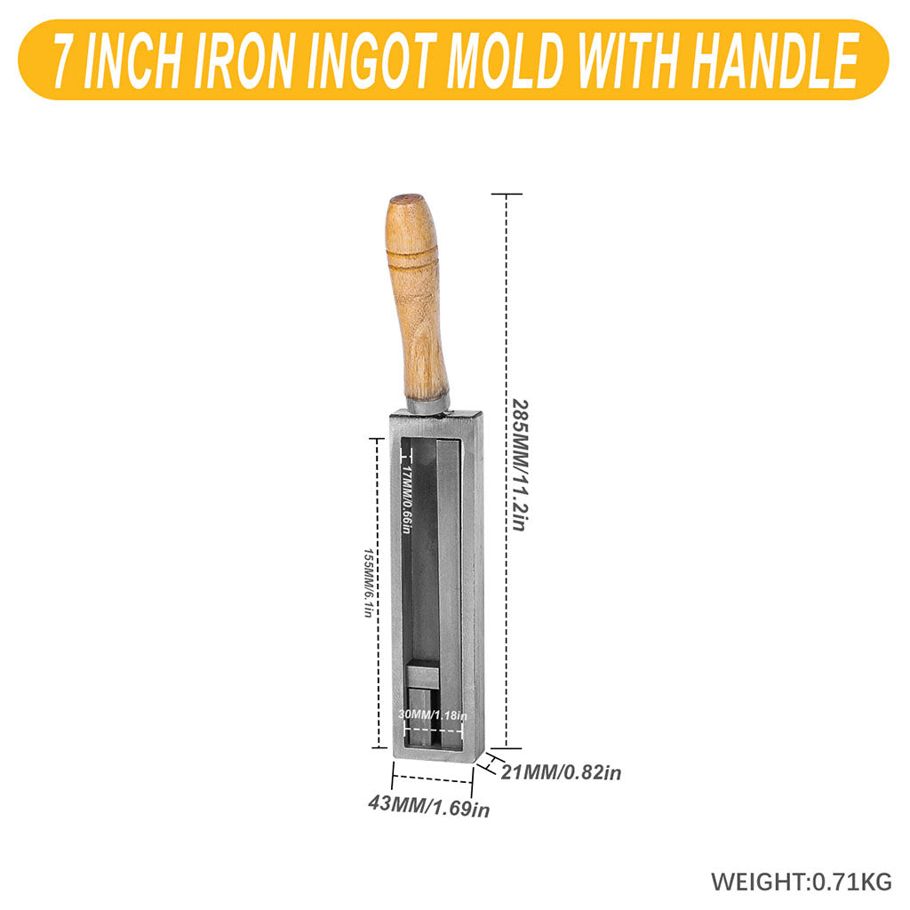 Tooltos Jewelry Tools 7 inch Tooltos Iron Ingot Molds With Wooden Handle for Gold Silver Metal Melting and Casting Accessories