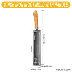 Tooltos Jewelry Tools 8 inch Tooltos Iron Ingot Molds With Wooden Handle for Gold Silver Metal Melting and Casting Accessories