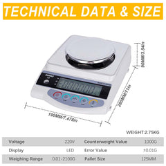 Tooltos Jewelry Tools Digital Precision Analytical Electronic Balance  for Jewelry Laboratory