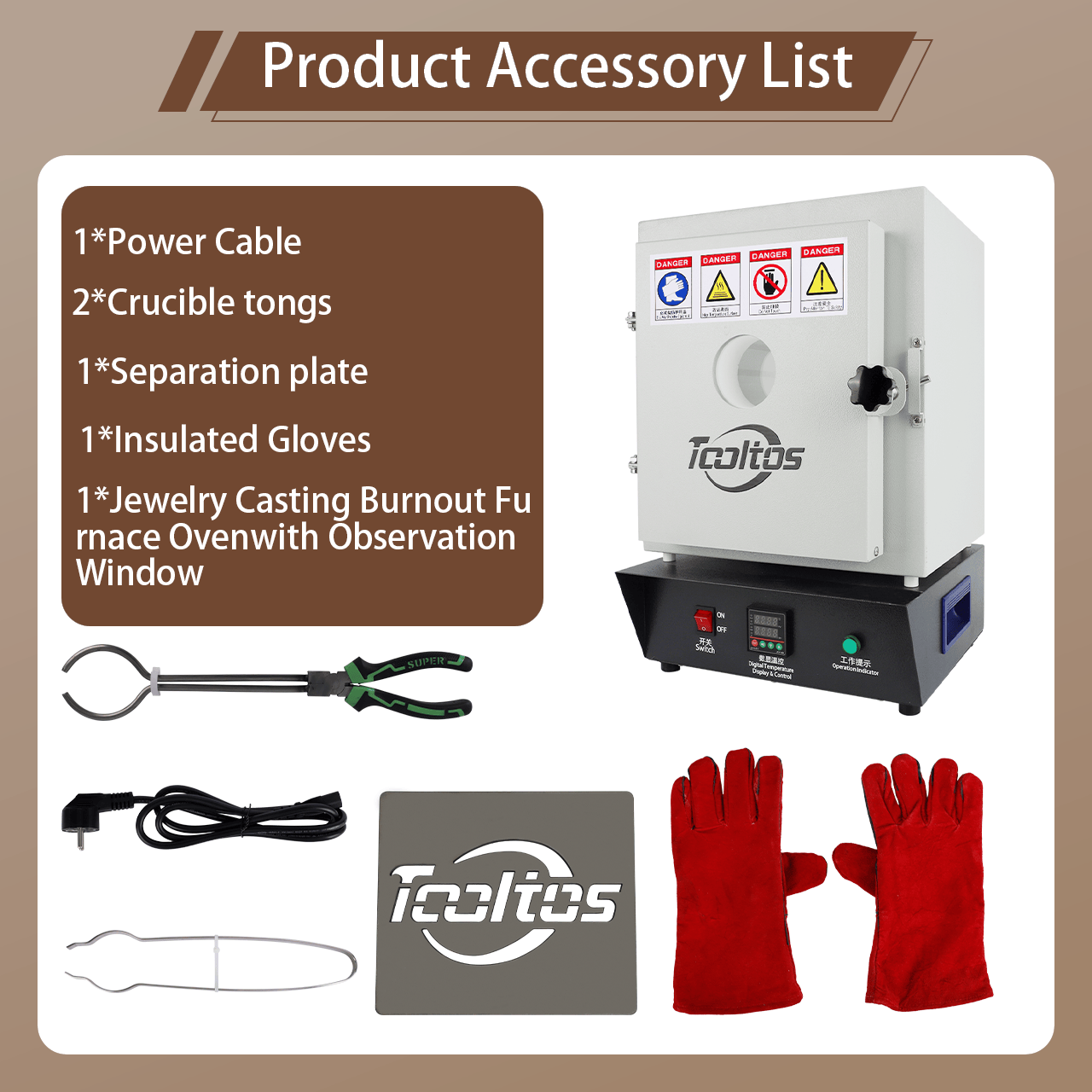 Tooltos Jewelry Tools Dual Layer Jewelry Casting Burnout Furnace 1150°C with Separation Plate - Tooltos