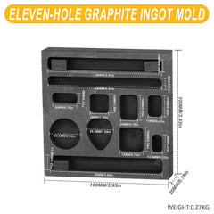 Tooltos Jewelry Tools Eleven Holes Tooltos Porous Shaped Graphite Ingot Molds for Gold Silver Metal Melting and Casting Accessories