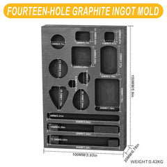 Tooltos Jewelry Tools Fourteen Holes Tooltos Porous Shaped Graphite Ingot Molds for Gold Silver Metal Melting and Casting Accessories