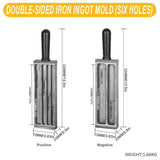 Tooltos Jewelry Tools Six-Holes Tooltos Double-Sided Iron Ingot Molds With Handle for Gold Silver Metal Melting and Casting Accessories