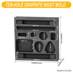 Tooltos Jewelry Tools Ten Holes Tooltos Porous Shaped Graphite Ingot Molds for Gold Silver Metal Melting and Casting Accessories