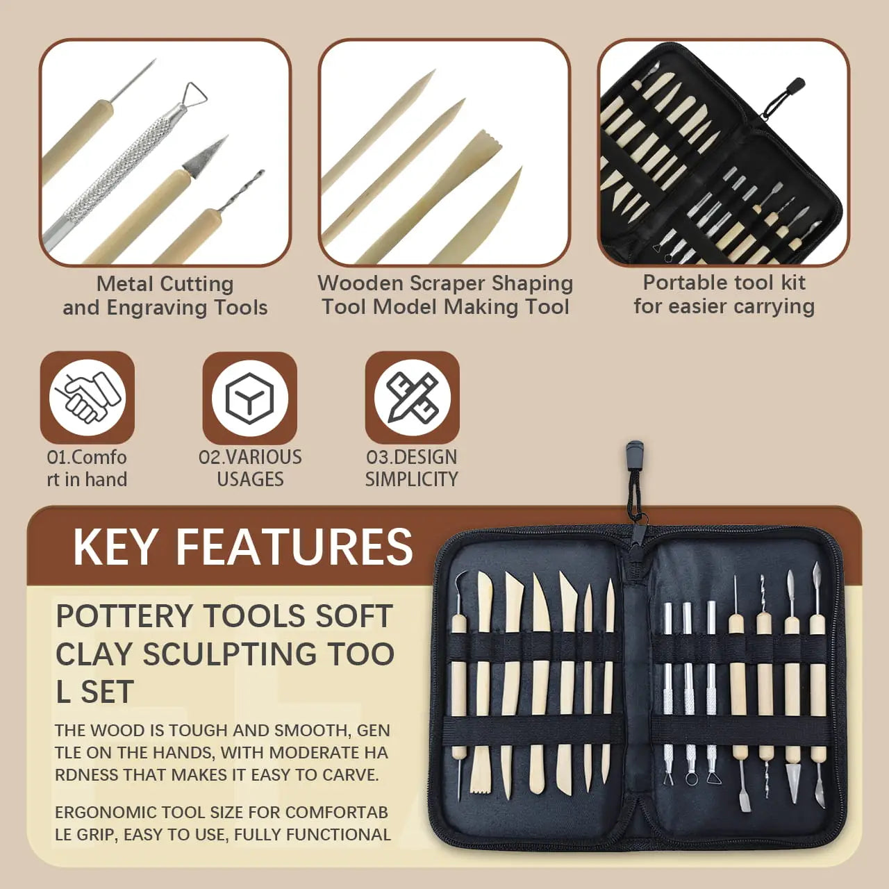 Tooltos 14-piece carving kit tool length specifications 125mm to 156mm