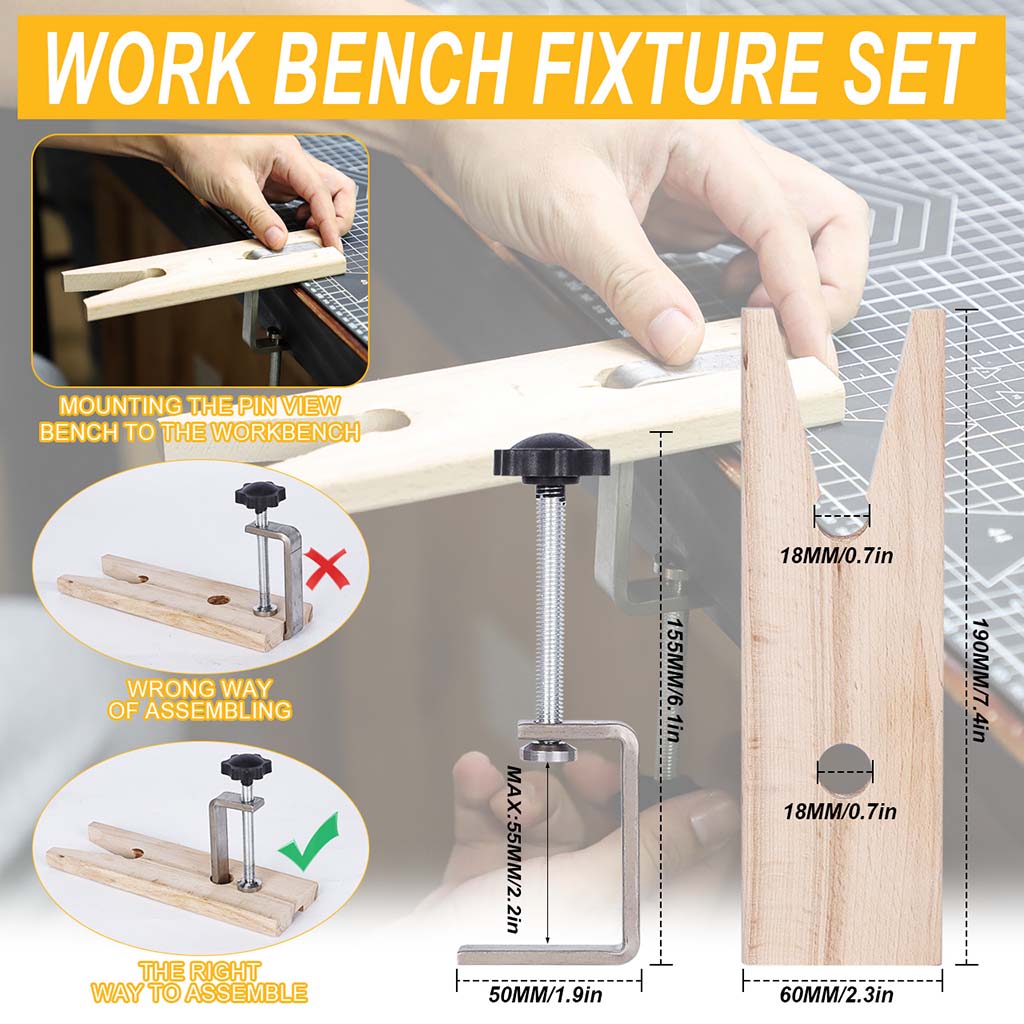 JTS Jewelry Making Tool Set – Bench Pin, Jeweler's Saw Frame, Ring Clamp – 3 Pieces, Made In India