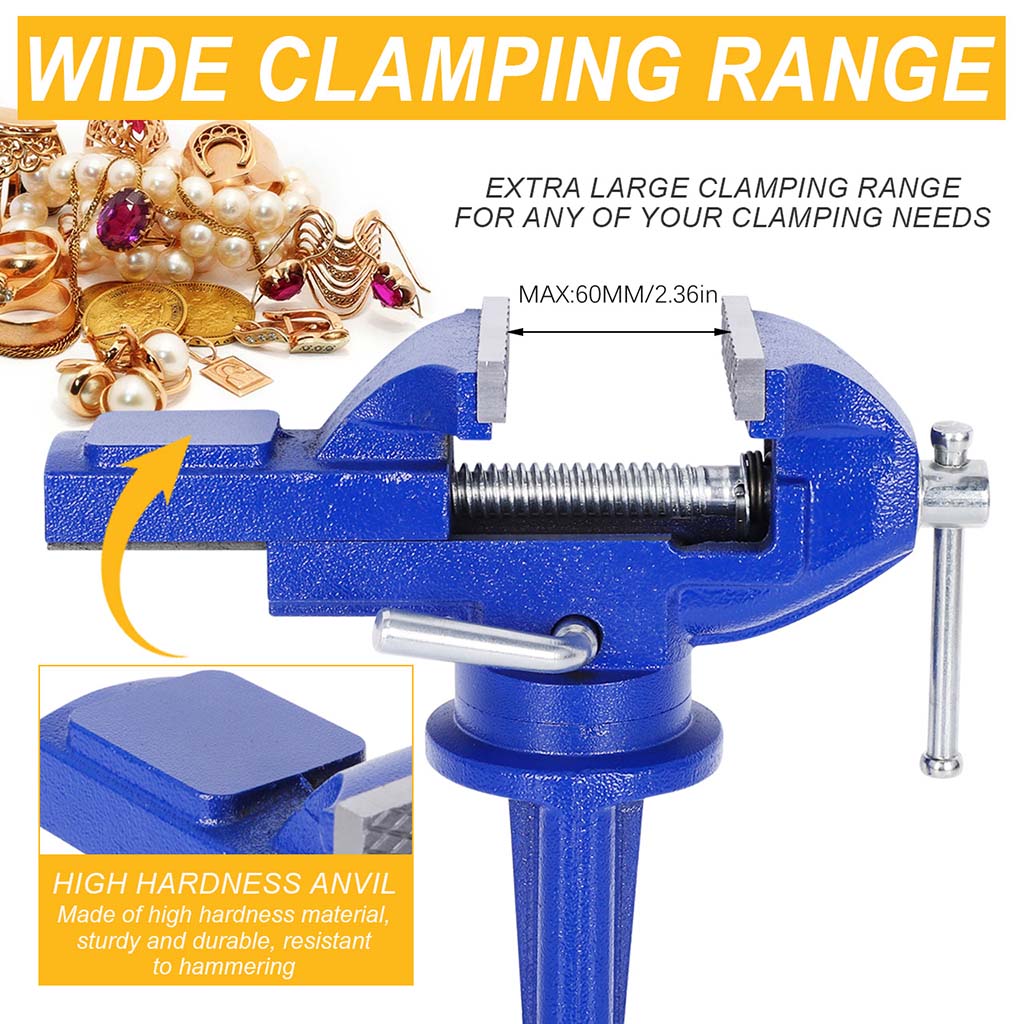 Bench Viuce 360 Swivel Bench Vise With Anvil 60mm Jaw Cast Steel | Tooltos ...