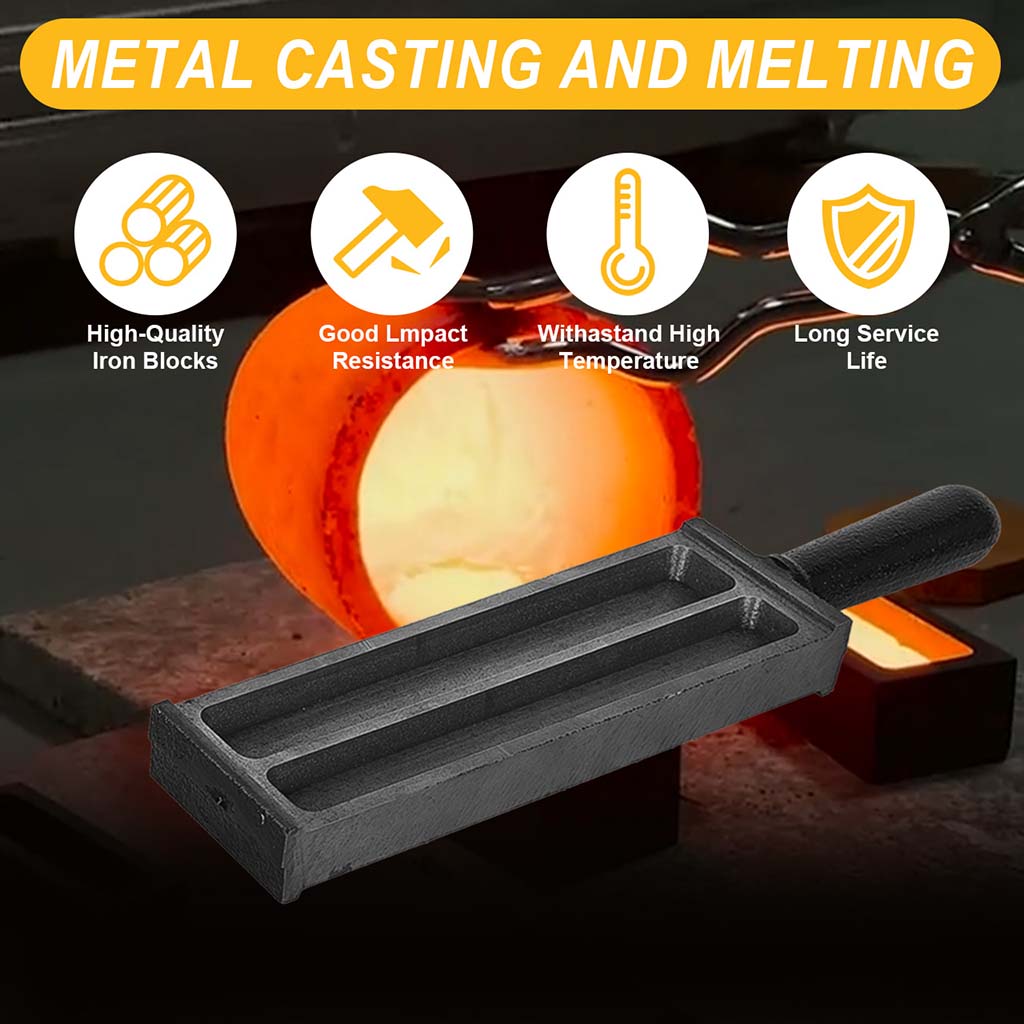 Tooltos Jewelry Tools Tooltos Double-Sided Iron Ingot Molds With Handle for Gold Silver Metal Melting and Casting Accessories