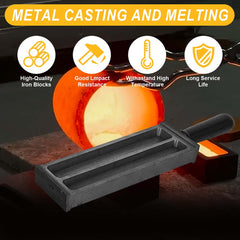 Tooltos Jewelry Tools Tooltos Double-Sided Iron Ingot Molds With Handle for Gold Silver Metal Melting and Casting Accessories