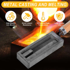 Tooltos Jewelry Tools Tooltos Iron Ingot Molds With Wooden Handle for Gold Silver Metal Melting and Casting Accessories