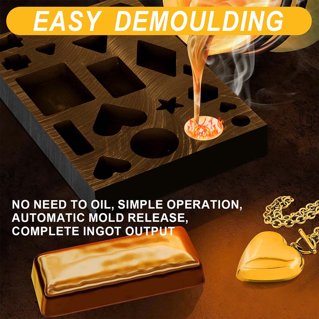 Tooltos Jewelry Tools Tooltos Porous Shaped Graphite Ingot Molds for Gold Silver Metal Melting and Casting Accessories