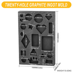 Tooltos Jewelry Tools Twenty Holes Tooltos Porous Shaped Graphite Ingot Molds for Gold Silver Metal Melting and Casting Accessories