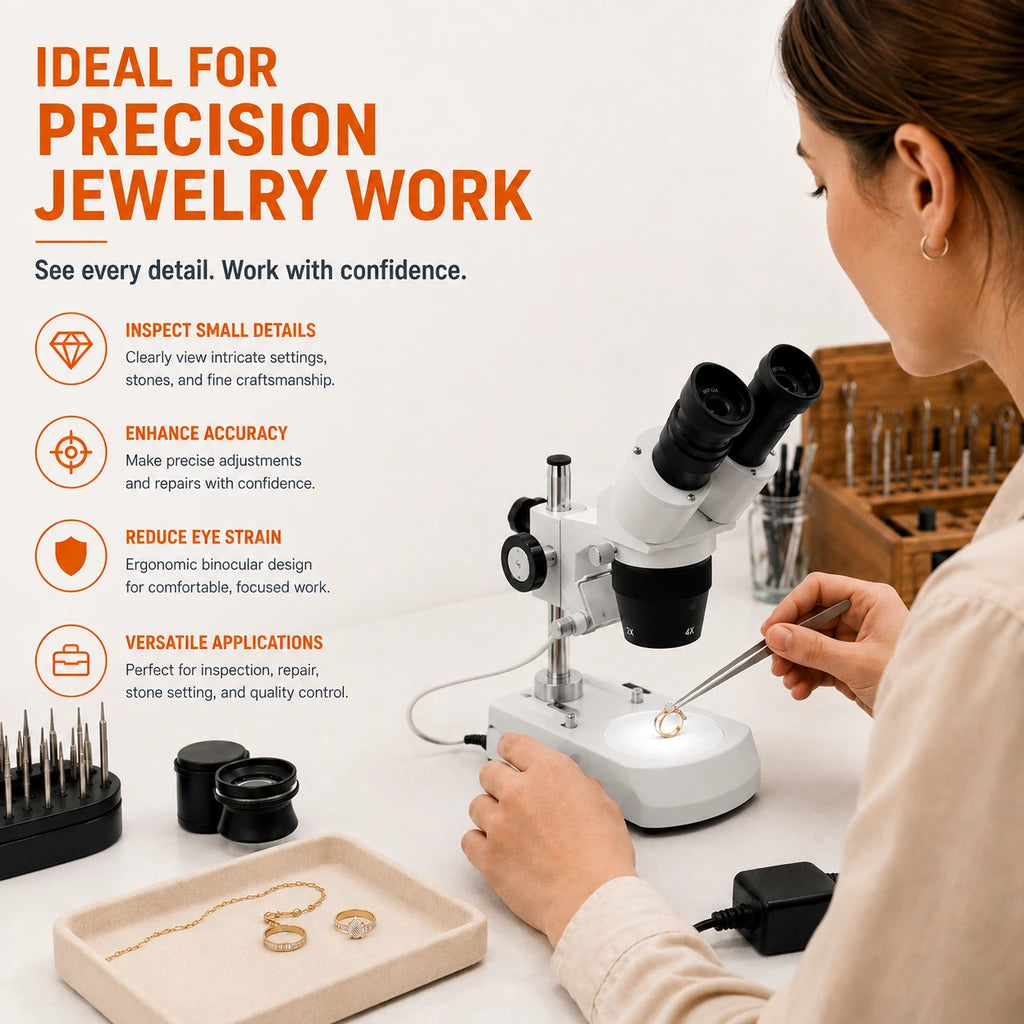 Tooltos Stereo Microscope for Jewelry 20X 40X Magnification 45 Degree Viewing Head