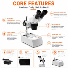 Tooltos Stereo Microscope for Jewelry 20X 40X Magnification 45 Degree Viewing Head