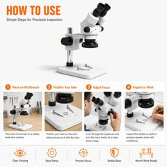 Tooltos Stereo Microscope for Jewelry Inspection 7X-45X Magnification WF10X Eyepiece