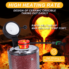 Tooltos Tooltos 1800W Digital Metal Gold Jewelry Electric Melting Furnace With Protective Grid