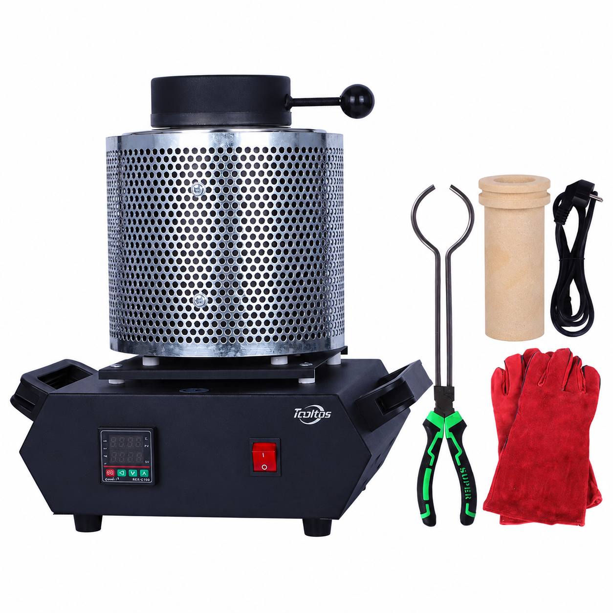 Tooltos Tooltos 1800W Digital Metal Gold Jewelry Electric Melting Furnace With Protective Grid