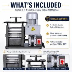 Tooltos Tooltos 3-in-1 Electric Jewelry Rolling Mill Machine | 370W / 750W