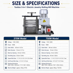 Tooltos Tooltos 3-in-1 Electric Jewelry Rolling Mill Machine | 370W / 750W