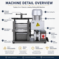 Tooltos Tooltos 3-in-1 Electric Jewelry Rolling Mill Machine | 370W / 750W