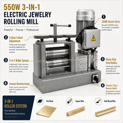 Tooltos Tooltos 550W 3-in-1 Electric Jewelry Rolling Mill